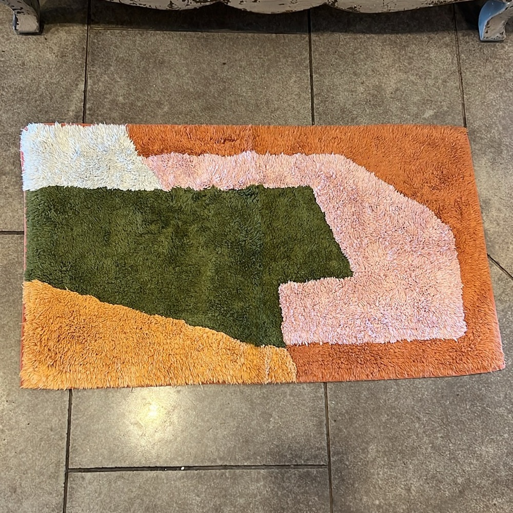 West Elm Angled Modern Bath Mat - Colorful Abstract Area Rug - Picture 9 of 16